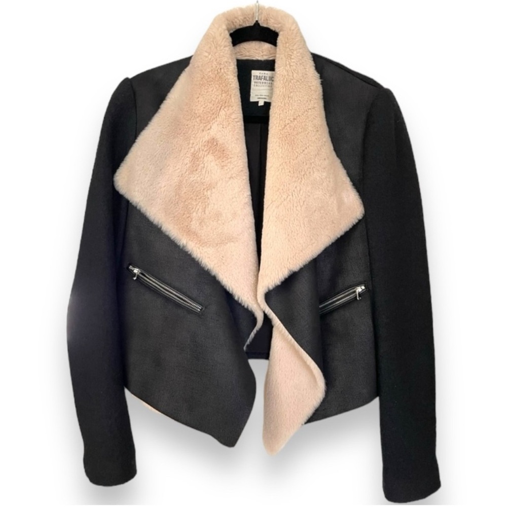 Zara Trafaluc Faux Sherpa Shearling Moto Jacket